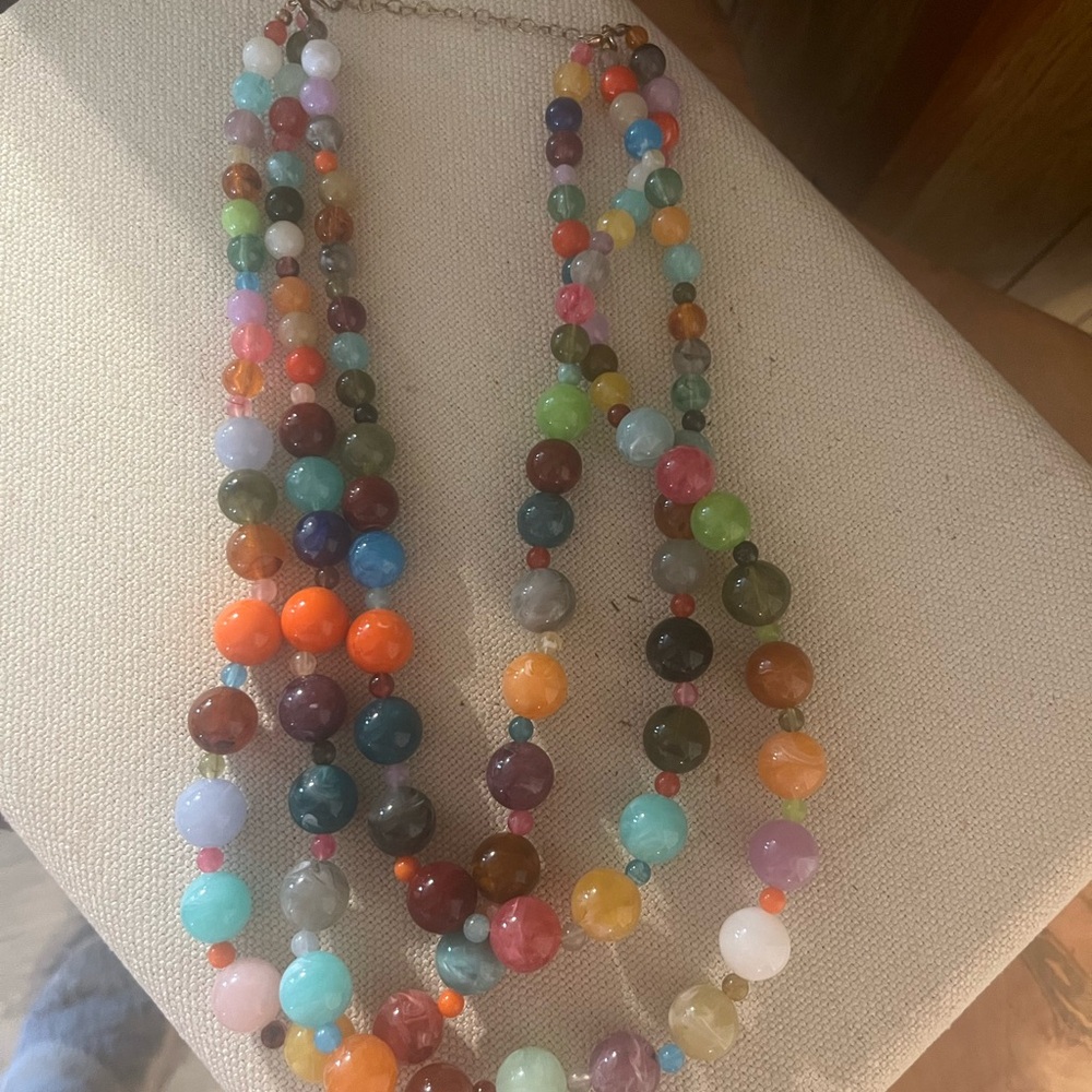 Plunder Multicolor Beaded Necklace with Bright Round Beads - Picture 2 of 2